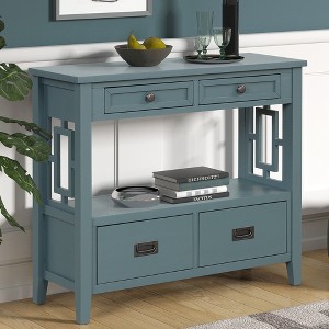 Kumasinova 36" Farmhouse Console Table with Drawers,Entryway Table with Storage Shelf,Solid Pine Wood Entry Table for Living Room&Kitchen - 1 of 4