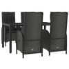 vidaXL Patio Dining/Lounge Set - 5 Piece Poly Rattan & Steel with Reclining Chairs, Cushions, and Glass Top Table in Black - 3 of 4