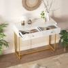 PAGED Modern Gold Metal Console Table with Diagonal Stripe Drawers, Narrow Entryway Sofa Table with Storage, Sofa Tables Narrow Long - 2 of 4