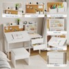 Kids Desk and Chair Set, Wooden Study Table with Adjustable Tilt Desktop, Drawers & Cork Board - Children School Learning Desk Set for Kids Ages 3-8 - 3 of 4