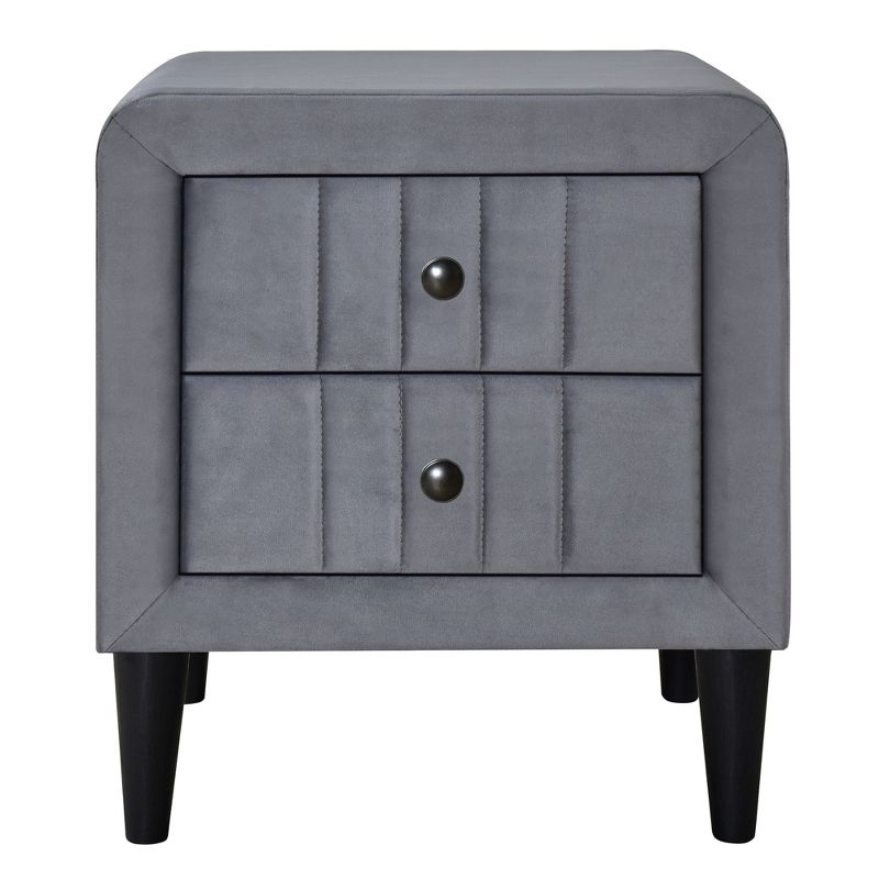 Velvet Upholstered Wooden Nightstand, Bedside Table with 2 Drawers-ModernLuxe, 4 of 10