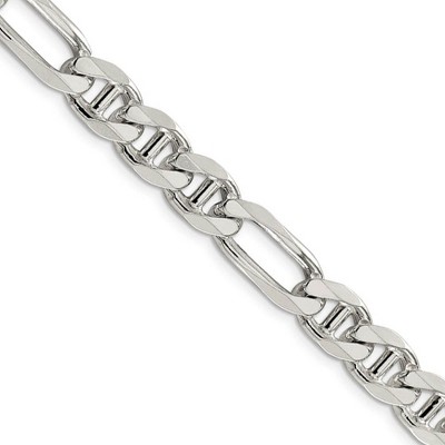 Black Bow Jewelry Mens 8.75mm Sterling Silver Solid Figaro Anchor Chain Necklace