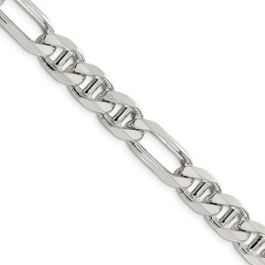 Black Bow Jewelry Mens 8.75mm Sterling Silver Solid Figaro Anchor Chain Necklace - 1 of 4