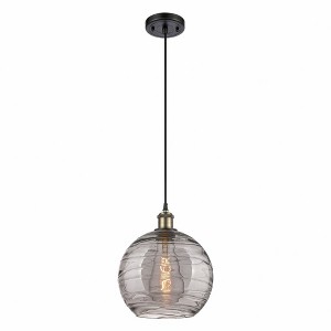 Athens Deco Swirl - 1 Light Cord Hung Mini Pendant In Industrial Style-13 Inches Tall and 10 Inches Wide - 1 of 1