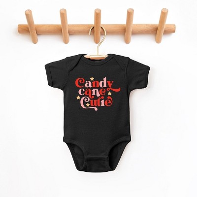The Juniper Shop Candy Cane Cutie Stars Baby Bodysuit - 18 Month - Black