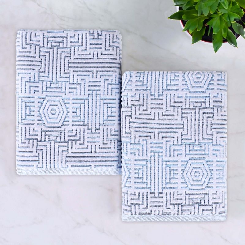Cotton Modern Geometric Jacquard Soft Highly-Absorbent Bath Sheet Set of 2 by Blue Nile Mills, 2 of 11