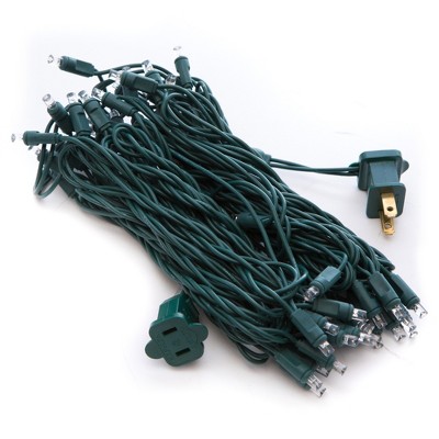 16' Warm White LED Christmas Light Set with Green Wire