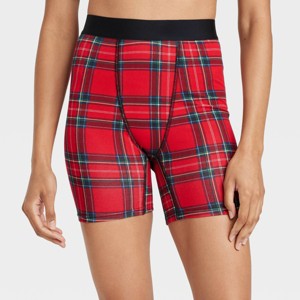 Women's Plaid Print Cotton Stretch Boxer Briefs - Auden™ - 1 of 4