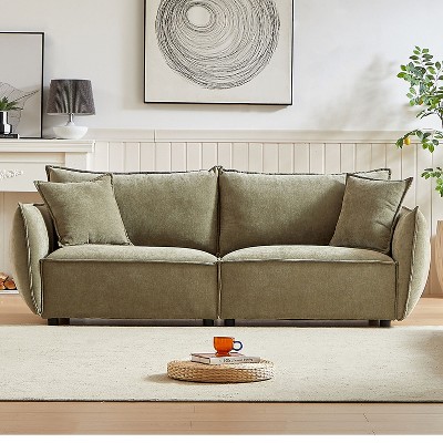 Sapphtopaz Modern Chenille Sofa,Sectional Couch with Pillows Thickly Padded Seat Couches for Living Room,Bedroom,Office,Apartment