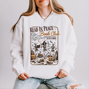 Simply Sage Market Read In Peace Book Club Lightweight Garment Dyed Sweatshirt - 1 of 4