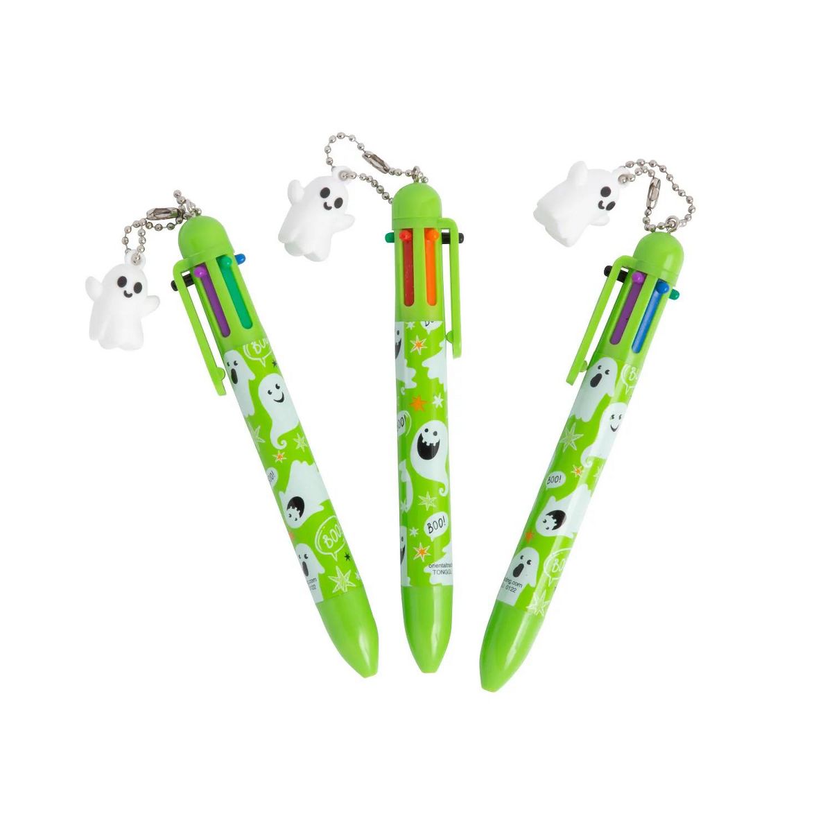 Halloween Plastic Shuttle Pens with Ghost Charm - 12 pc