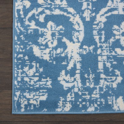 Blue Rectangular 4' x 6' Synthetic Hand-knotted Reversible Rug