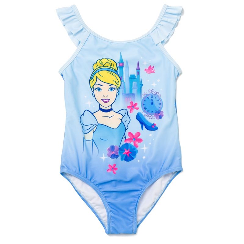 Disney Princess Cinderella Belle Tiana Jasmine Girls One Piece Bathing Suit Toddler to Little Kid, 1 of 8