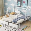 TIRAMISUBEST Twin XL to King Size House Platform Bed with 2 Storage Drawers, Metal House Bed with Roof Design for Kids - 2 of 4