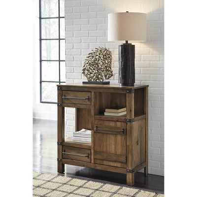 Brown Acacia Accent Cabinet with Adjustable Shelving