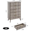 Fluted Dresser for Bedroom with 5 Deep Drawers, Tall Chest of Drawers, Curved Profile Design, Modern Wooden Dresser, for Living Room, Hallway - 2 of 4