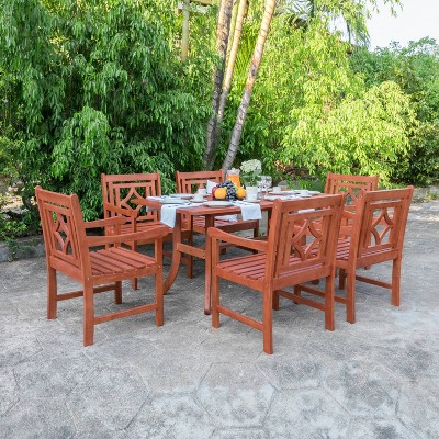 Malibu 7pc Wood Outdoor Patio Dining Set - Tan - Vifah