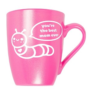 Elanze Designs Mother's Day Appreciation Coffee Cup Mug 10 Ounce Ceramic With Shimmery Metallic Finish Best Mom Ever Caterpillar Princess Pink - 1 of 4