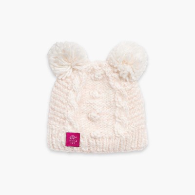 Turtle Fur Fluff Balls Pom Pom Beanie - Girls Winter Hat