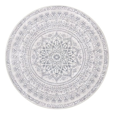 SONGMICS HOME Area Rug, 3.9x3.9/ 5.2x5.2 FT Round Rug for Bedroom, Non-Slip Carpet, Home Decor, Machine Washable, Boho Style
