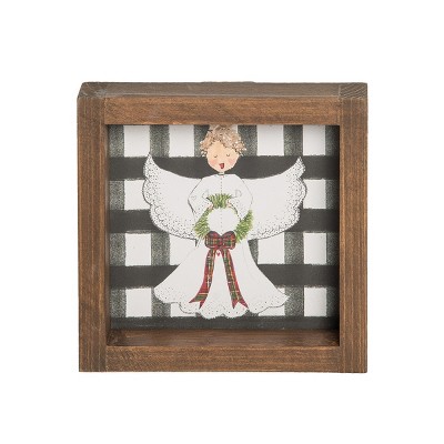 C&F Home Black Check Angel Wooden Sitter