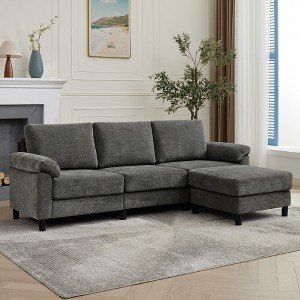 Beautyolove 4-Piece Upholstered L-Shape Convertible Sectional Couches Sofas with Ottoman - 1 of 4