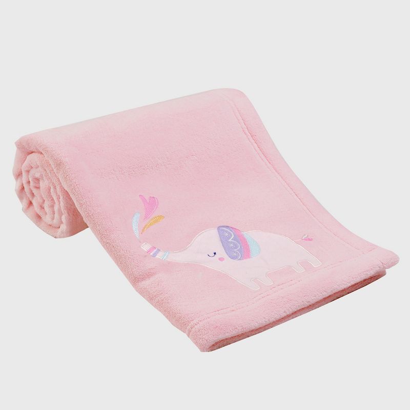 Bedtime Originals Elephant Dreams Appliqued Soft Fleece Baby Blanket - Pink, 4 of 9