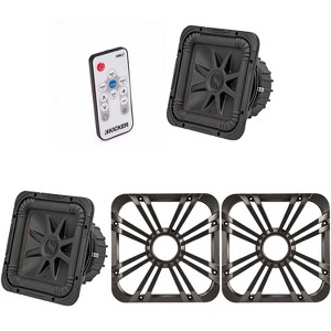 Kicker (2) 45L7R102 L7R 10-Inch (25cm) Subwoofer, Dual Voice Coil, 2-Ohm w/ Charcoal LED Grill & Remote Bundle - 1 of 4
