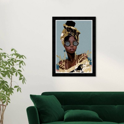 15" x 21" Black Fashion Portrait Framed Wall Art Print Gold - Wynwood Studio