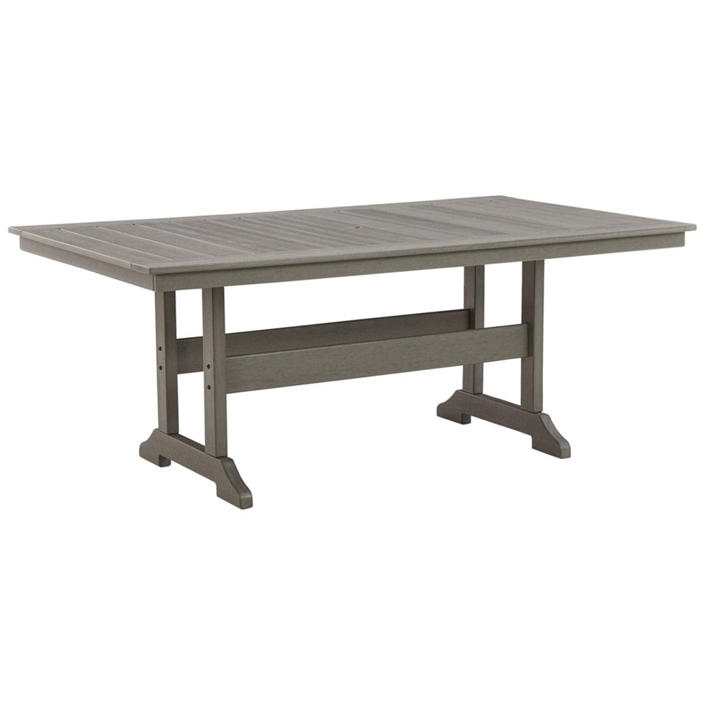 Visola Rectangular Dining Table with Umbrella Option Gray - Signature Design by Ashley