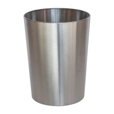 LunaLulinlk Brushed Nickel Metal Bathroom Wastebasket, 2.2 gal