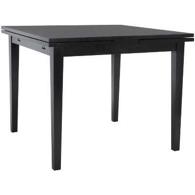 Black Wood Extendable Dining Table with Tapered Legs