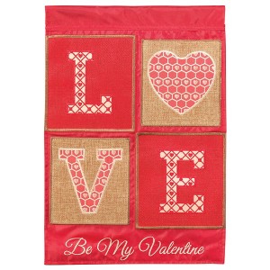 Magnolia Garden Be My Valentine LOVE Block Letters 13 x 18 Inch Polyester Garden Flag - 1 of 2