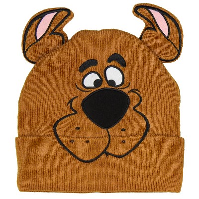 Scooby Doo Costume Hat Beanie Embroidered Scooby Original Cartoon Network Face Brown