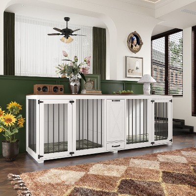 Fresh Look at Fufu Gaga Wooden Dog Crate Furniture With Brown Countertop And