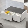 Modern Smart Coffee Table with Dual-Zone Fridge Drawers, Bluetooth Speaker, Wireless Charging, USB/Type-C Ports, Touch Control, Mood Light - 2 of 4