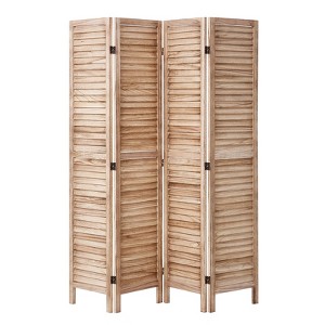 VEVOR Wood Room Divider, 4 Panel Wood Folding Privacy Screen, 66.9 Inches Tall Indoor Louvered Wooden Partition, Portable Decoration Screen - 1 of 4