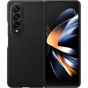SAMSUNG Galaxy Z Fold4 Leather Cover, Protective, Premium, Elegant Phone Case with Front and Back Protection, Soft Surface, US Version, Black - 1 of 2