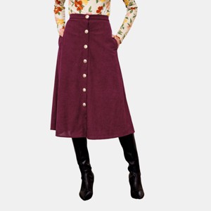 Women's Burgundy Chic Corduroy Button-Front Midi Skirt - Cupshe - 1 of 4
