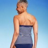 Lands' End Women's UPF 50 Striped Bandeau Tankini Top - Navy Blue - image 2 of 4