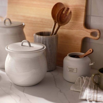 Stoneware Crock Utensil Holder Cream/clay - Hearth & Hand™ With Magnolia :  Target