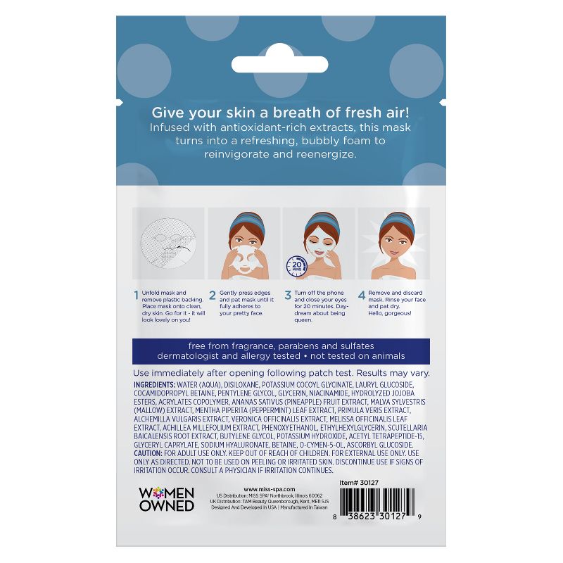 Miss Spa Oxygen Facial Sheet Mask - 1ct/0.88oz, 3 of 6