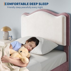 Acekool Upholstered Kids Bed Frame with Headboard and Storage Drawer, Velvet - 1 of 4