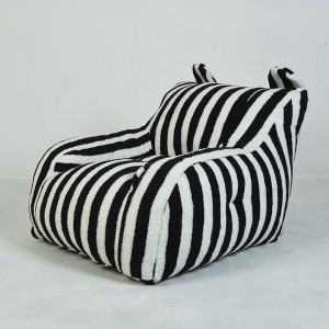 Vynxaria Bean Bag Seats Striped Tufted Lounge Chair for Living Room & Bedroom with Side Pockets (Black & White) - 1 of 4