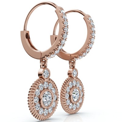 Pompeii3 3/4Ct Dangle Diamond Earrings 1 1/10" Tall Lab Created 14k Gold EF/VS