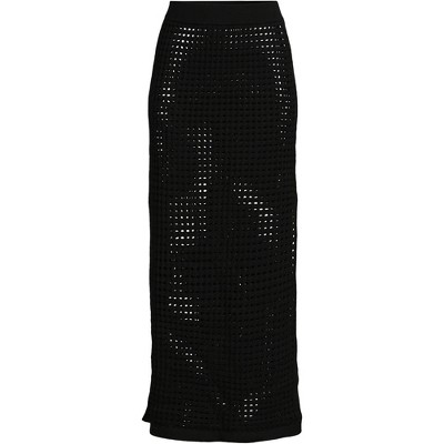 Lands' End Women's Cotton Open Knit Maxi Swim Cover-up Skirt