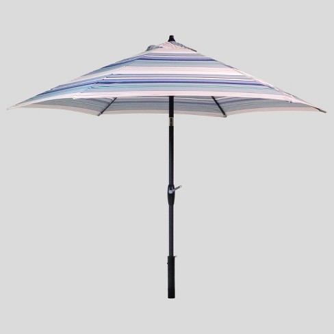 9 Round Multi Stripe Patio Umbrella Seaside Black Pole Threshold Target