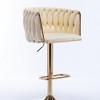 DSVIMOY Counter and Bar Stool Set of 2 Velvet Swivel Stools with Chrome Footrest and Golden Legs for Kitchen and Dining, Beige, 29.13"*20.07"*20.86" - 2 of 4