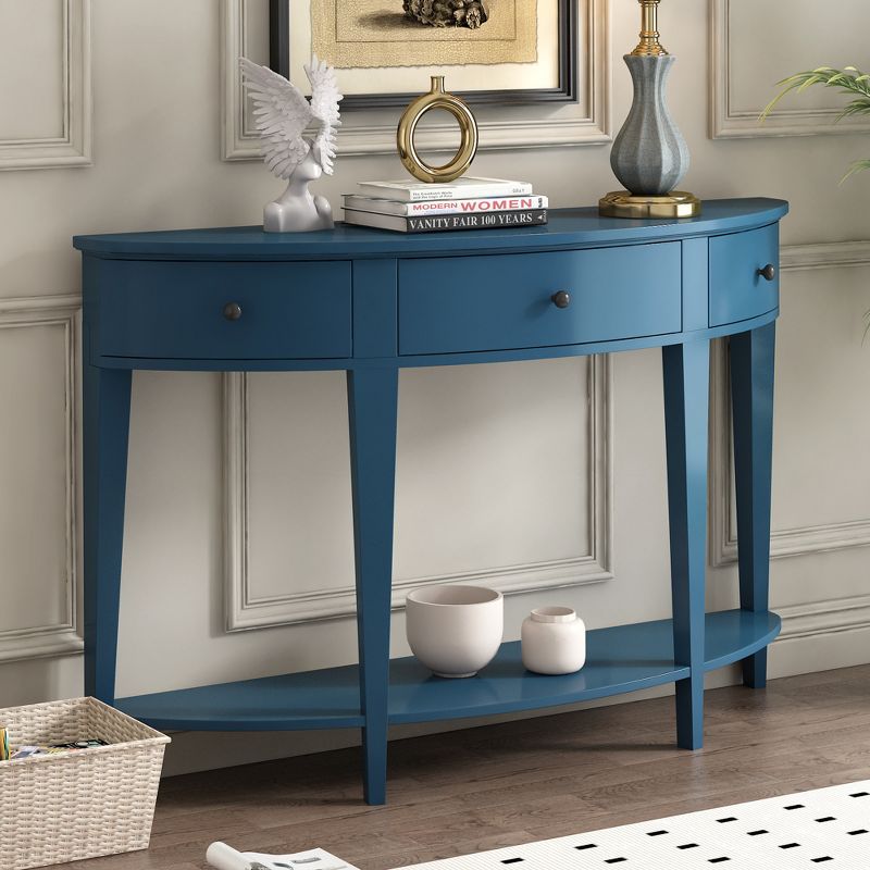 Modern Curved Console Table Sofa Table with 3 Drawers and 1 Shelf for Hallway, Entryway, Living Room - ModernLuxe, 2 of 13