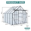 8x8 FT Double Door Polycarbonate Greenhouse Raised Base and Anchor Aluminum Heavy Duty Walk-in Greenhouses for Outdoor Backyard in All Season,Black - 4 of 4